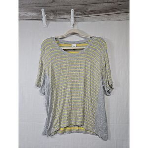 Cabi Cruise Tee Women's Size‎ XXS Gray Yellow Striped Relaxed Fit Style# 6131